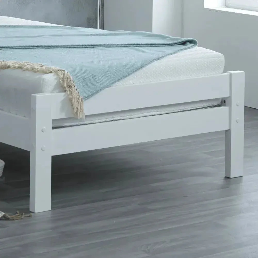 Elysian White Wooden Bed